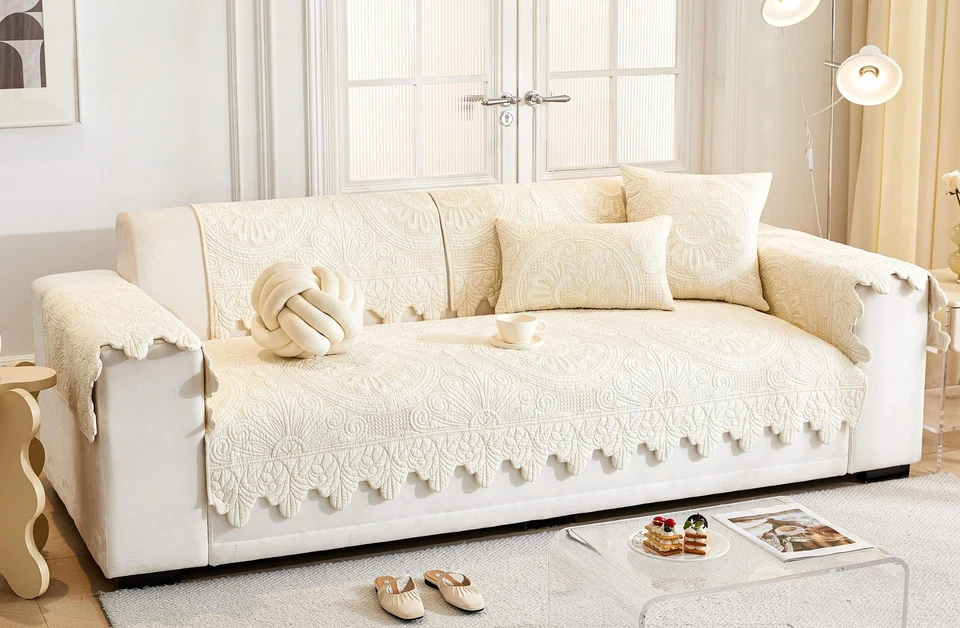 Роскошный винтажный хлопковый вышитый диван чехол 3D цветочный текстурированный богемное сиденье кушетка... - Изображение 4 из 4