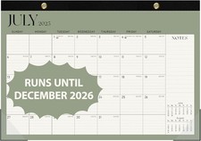 Desk Calendar 2025-2026, Runs Until 17x12(Jul 2025-Dec 2026）, Green 