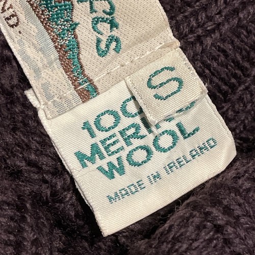 Aran Crafts Cardigan Mens S Purple Brown Cable Knit Merino Wool Full Zip Ireland - Picture 6 of 9