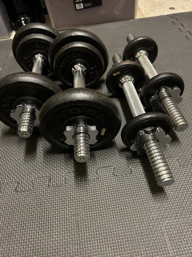 YORK 20kg Black Cast Iron Dumbbell Set Spinlock - Picture 1 of 3