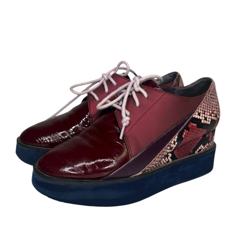 United Nude Spark Derby Burgundy Platform Oxford Womens 37 / US 6.5 Snake Print - Picture 1 of 16