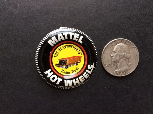 Vtg Hot Wheels "Dump Truck" Redline Era Heavyweights Collector Metal Button 1969 - Picture 2 of 5