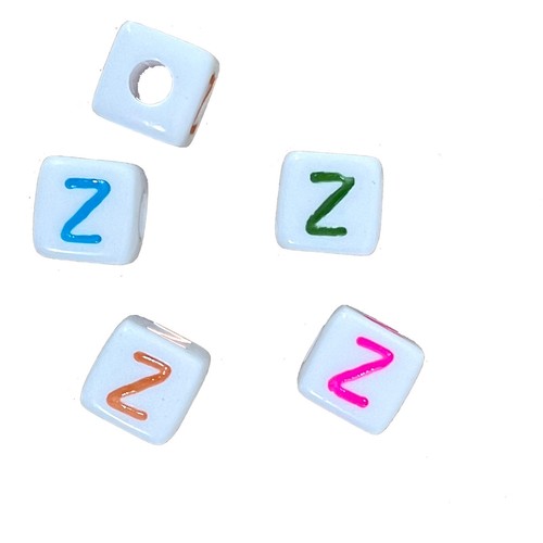 50/100pcs 6mm cube white + colourful single letters acrylic alphabet beads A-Z - Picture 28 of 30