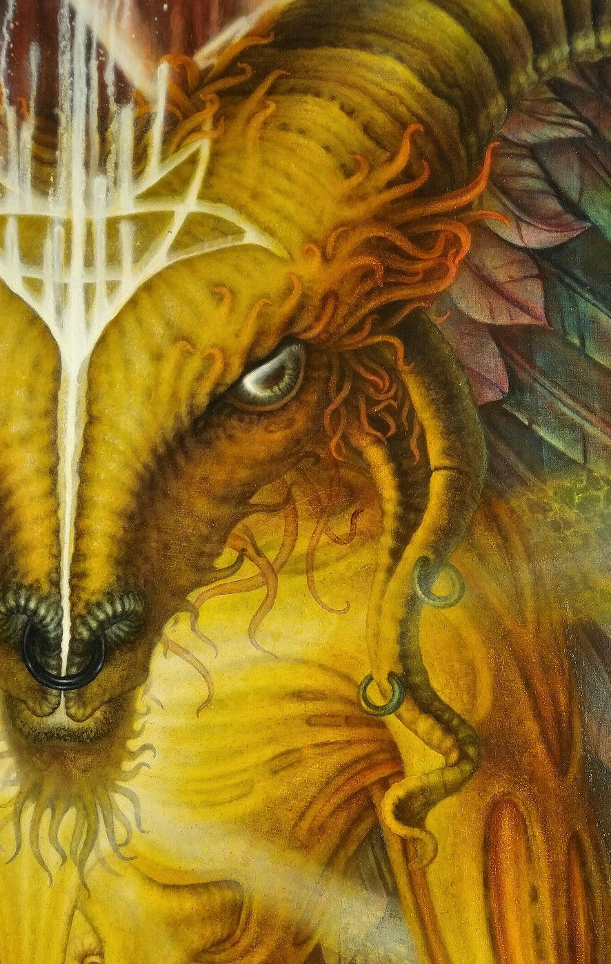Sigillum Dei Aemeth Baphomet Occult Mythology 104x84" Surrealism oil Painting - Picture 4 of 9