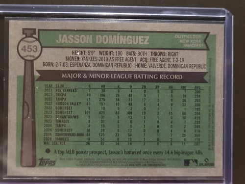 2025 Topps Heritage Jasson Dominguez Yankees Gold Bordered SP Chrome Card /50 - Picture 2 of 3