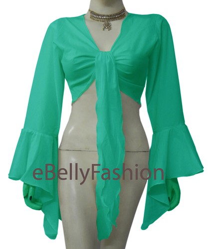 Damenbluse Baumwolle Bauchtanz Flair Wickeloptik Choli Gypsy Top Haut Tanz 32 Farben - Bild 28 von 33