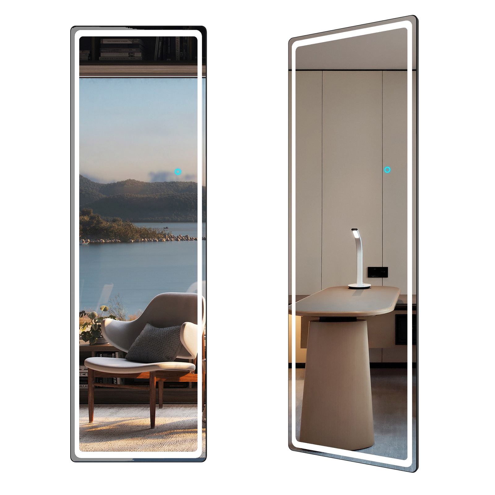 47" LED Full Length Mirror Over the Door Hanging Mirror Wall Mounted w/ Dimming eBay