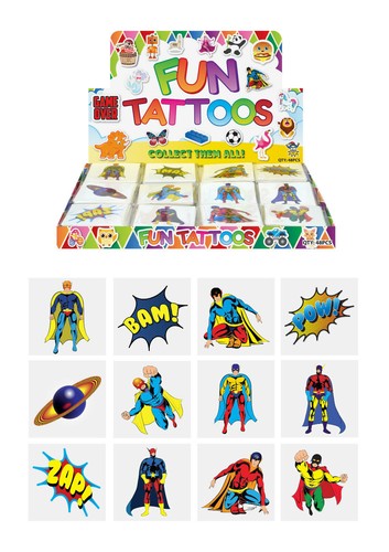 Kids Superhero Tattoos Childrens Party Bag Fillers Boys Girls Temporary Tattoo - Picture 29 of 32