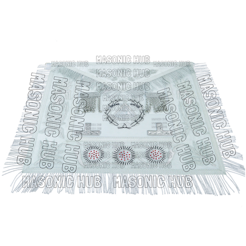 Masonic Grand Master Sheep Apron w/ Compass & Square, Eye, Laurel Wreath Emblem - Picture 5 of 9