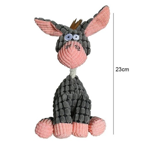 Dog Toys Donkey Shape Corduroy Chew Toy For Puppy Squeaker - Picture 8 of 8