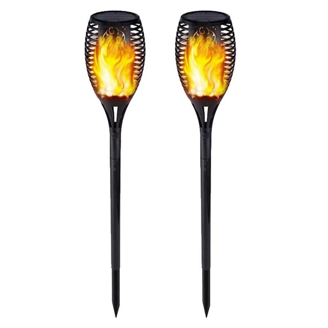 2 unidades qwertyu 1//2//4//6 pcs Solar Power Torch Flames parpadeantes 12 luces LED impermeables decoraci/ón de jard/ín l/ámpara