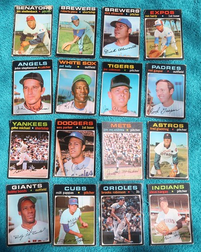 1971 O-Pee-Chee Lot of 50 Different Baseball Cards w/ HoF Stars & Semi-High #s