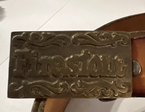 Hebilla de piedra de fuego de latón macizo Baron’s vintage en un cinturón de cuero - Imagen 2 de 23