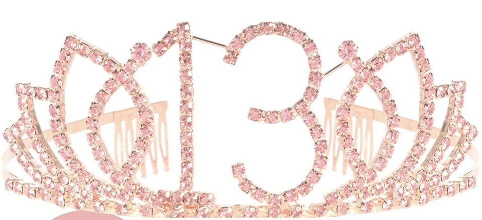 13-й день рождения вечеринки розовый тиара и пояс счастливый блестящий атласный кристалл принцесса - Изображение 2 из 3