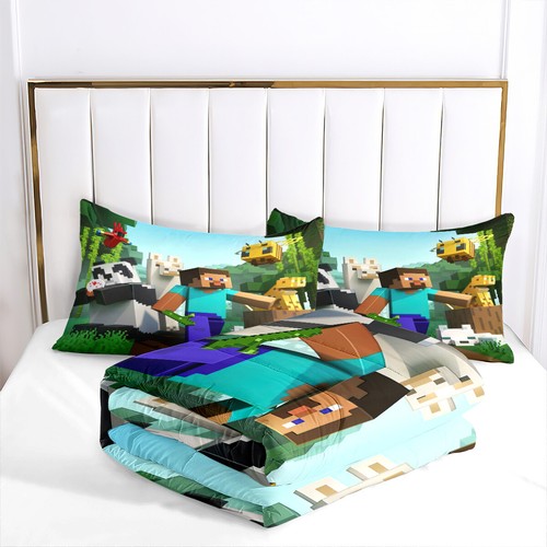 Juegos de ropa de cama 3D para niños adolescentes Minecraft juegos de ropa de cama con edredones DE - Imagen 8 de 20