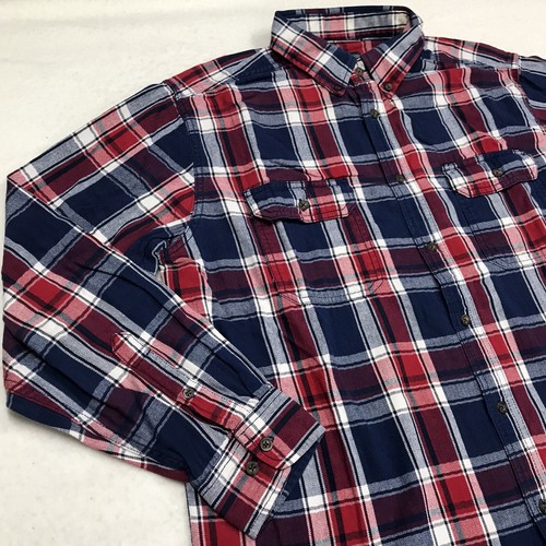 FADED GLORY Flanell Hemd Herren L blau rot Fischgrät kariert Grunge Outdoor - Bild 4 von 16