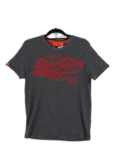 Superdry Herren-T-Shirt M grau grafische Baumwolle mit Polyester Basic