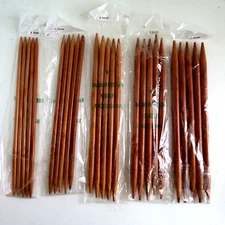 U-nitt 9inch double point bamboo knitting needles sz 5.5, 6.5, 8, 9, 10.   24pc.