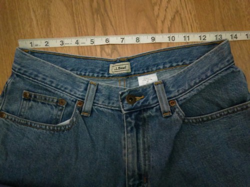 LL Bean Jeans Womens 100% Cotton Size Raw Cut Distressed Blue Denim 8P Petite - Picture 9 of 12