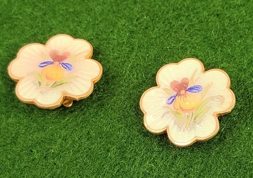 NORWAY GUILLOCHE’ ENAMEL STERLING 925 CLIP EARRINGS HOLTH SIGNED H  - Picture 12 of 12