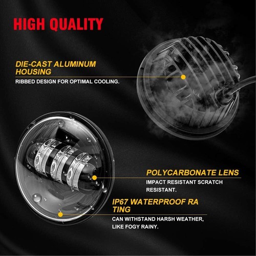 Halo 7" LED Headlight+ 4.5“ Passing Lights For Yamaha V-Star XVS 1100 950 - Foto 11 di 16