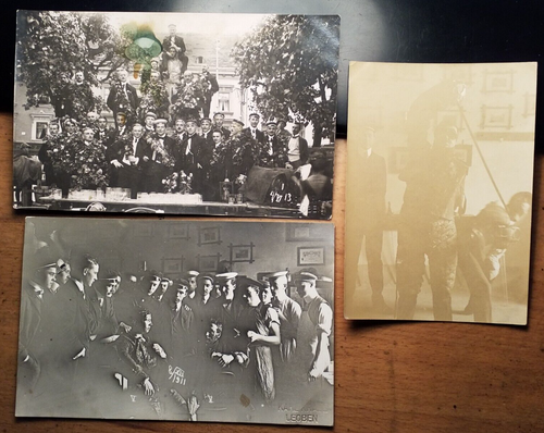 Burschenschaft Leder Leoben - Wochenkneipe 1913 & Mensur / 3x Foto Studentika - Picture 1 of 2