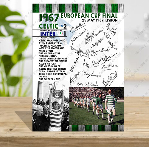 Celtic European Cup Final 1967 Plaque, Free-Standing Tribute to Lisbon Lions - Picture 6 of 8