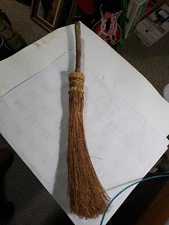 VTG  Antique 27” STRAW HEARTH Wisk BROOM Hand Made Wood Handle great decor