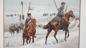 GERMAN-ARMY-Hussars-Destroying-Telegraphs-amp-Railroads-1899-SUPERB-Color-Print