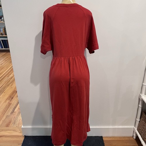 Max Mara Leisure Dress Sz L Red Midi Cotton Blend NWOT T-shirt Short Sleeves - Picture 6 of 7