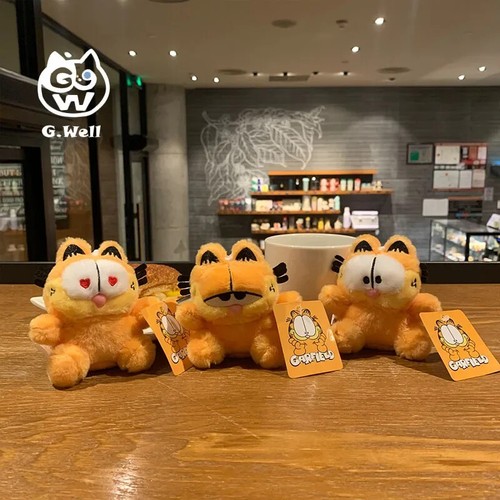 Animación de dibujos animados Kawaii Garfield juguete de peluche muñeca llavero bolsa colgante joyería - Imagen 8 de 26
