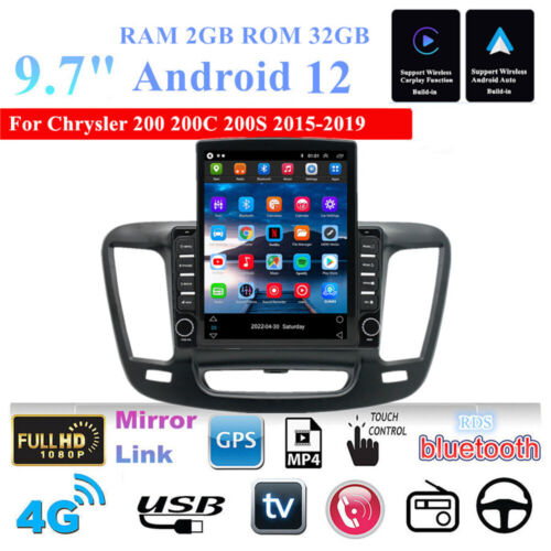 9.7'' Car Stereo Radio Navi GPS Player For Chrysler 200 200C 200S 15-19 Carplay - Picture 2 of 24