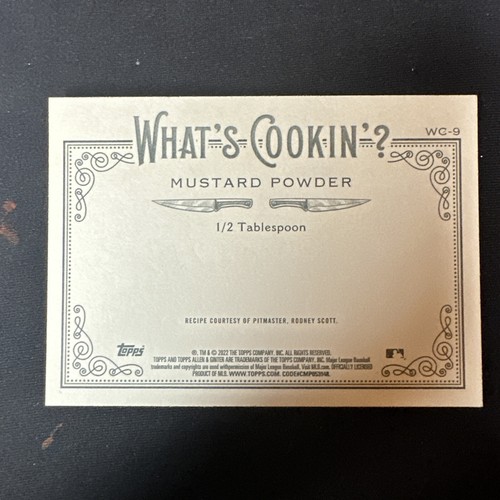 2022 Topps Allen & Ginter What's Cooking #WC-9 mostaza en polvo 1/2 cucharada - Imagen 2 de 2