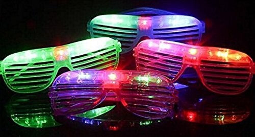 12 PCS Multi Color Flashing LED Light up Slotted Shutter Sunglasses Party Supply - Picture 6 of 11