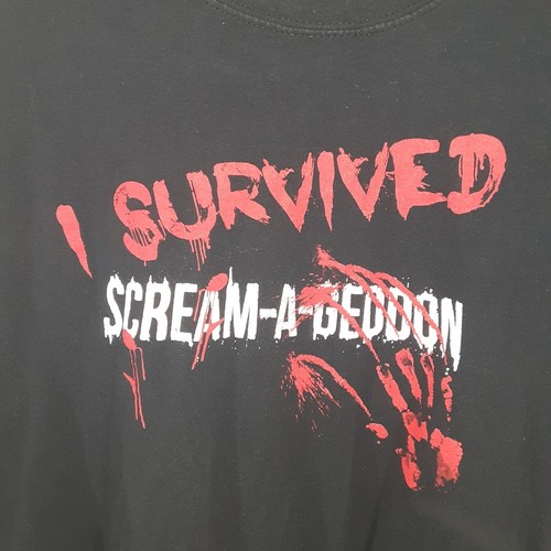 I Survived Scream-A-Geddon Adult Mens 2XL Black T Shirt - Picture 2 of 6