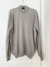 Homme Pull Edward Spiers en Laine Merinos Vierge Beige Size 54 Col Haut
