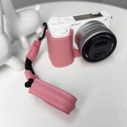 Genuine Real Leather Camera Case Bag Cover Half Body For Sony ZVE10II zve10m2 - Picture 35 of 40
