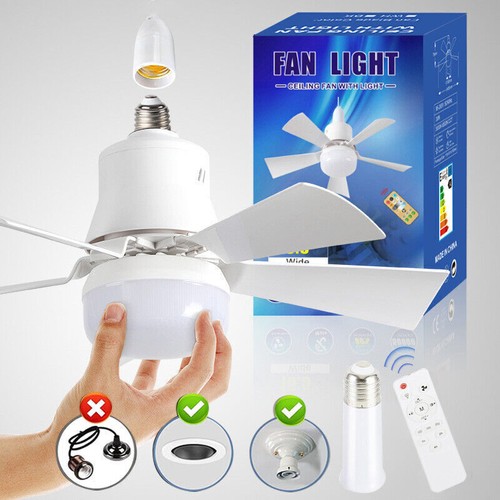 Large Ceiling Fan E27 Socket Fan 40W with Dimmable LED Light Remote Controller - Picture 3 of 20