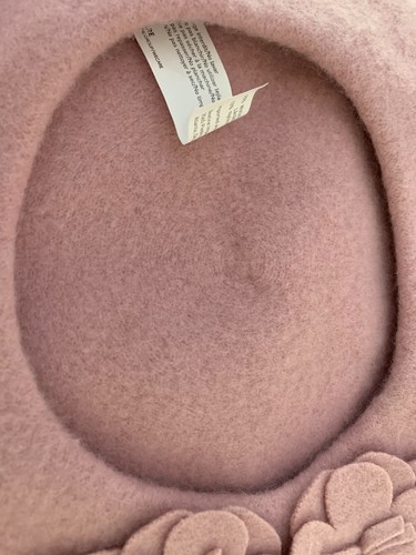 Neu mit Etikett We Care Baskenmütze rosa lila Nylon Wollmischung Blumenmuster Einheitsgröße - Bild 5 von 6