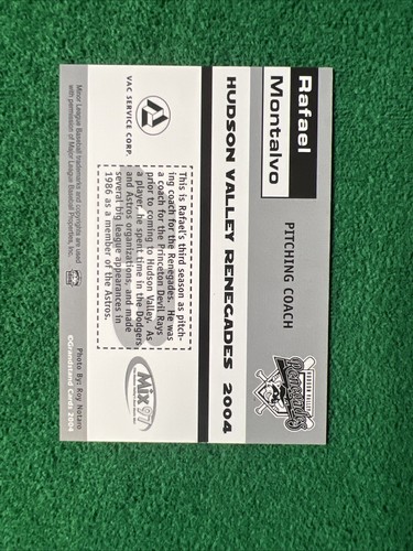 2004 Hudson Valley Renegades Rafael Montalvo Pitching Coach Card On Card Auto - Picture 7 of 7