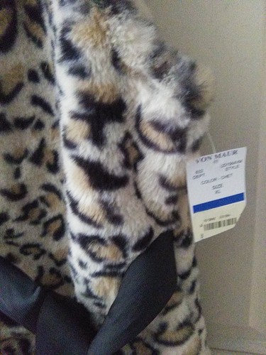 NWT Jake & Anna Sleeveless Vest Jacket XL Animal Print Faux Fur Snap Tie  - Picture 4 of 8