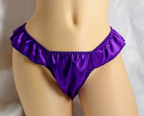 Purple Satin Flutter Thong panties VTG style. - Picture 9 of 9