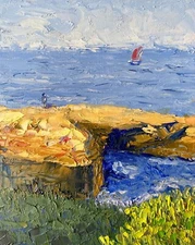 Stunning Oil painting. Sun Diego Sunset Cliffs. ORIGINAL. Impressionist Art