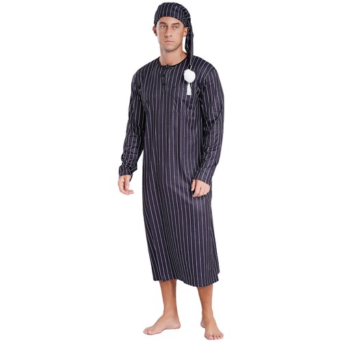Mens Nightgowns Loose Fit Nightwear Arab Pajamas Saudi Costume Adult Sleep Robe - Bild 50 von 63