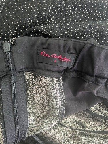 MISS SELFRIDGE Dress Size Small 8 Black Cotton Glitter Silver Party Womens EU36 - Picture 3 of 12