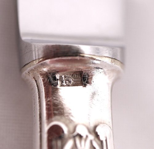 Ercuis Empire, 10 Vorspeisenmesser, Dessert, Käse, aus versilbertem Metall. - Bild 8 von 8