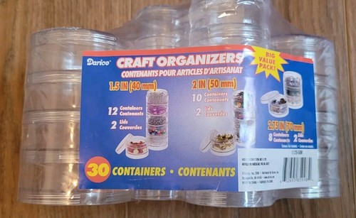 Darice Craft Organizers, Total of 30 containers, 1.5", 2" & 2.75" - Brand New