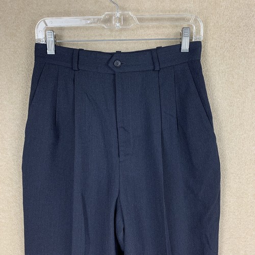 Bill Burns Womens Pants 8 ( 27.5x30) Wool Blue High Waist Relaxed Tapered Pleat - Picture 2 of 14