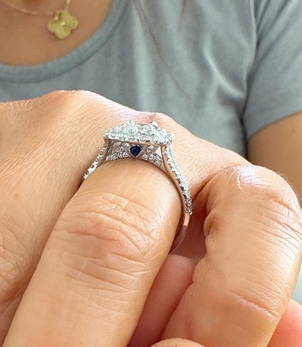 14K Weißgold Kissenschliff Diamant Verlobungsring Heiligenschein Braut natürlich 1,40ctw - Bild 6 von 12