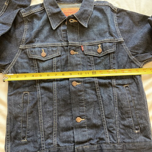 Levis Denim Jean Trucker Jacket Sz Large Youth 12-13 Years Unisex Dark Blue NWOT - Picture 3 of 10
